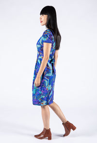 Leaf Print V Neckline Midi Dress