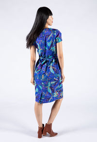 Leaf Print V Neckline Midi Dress