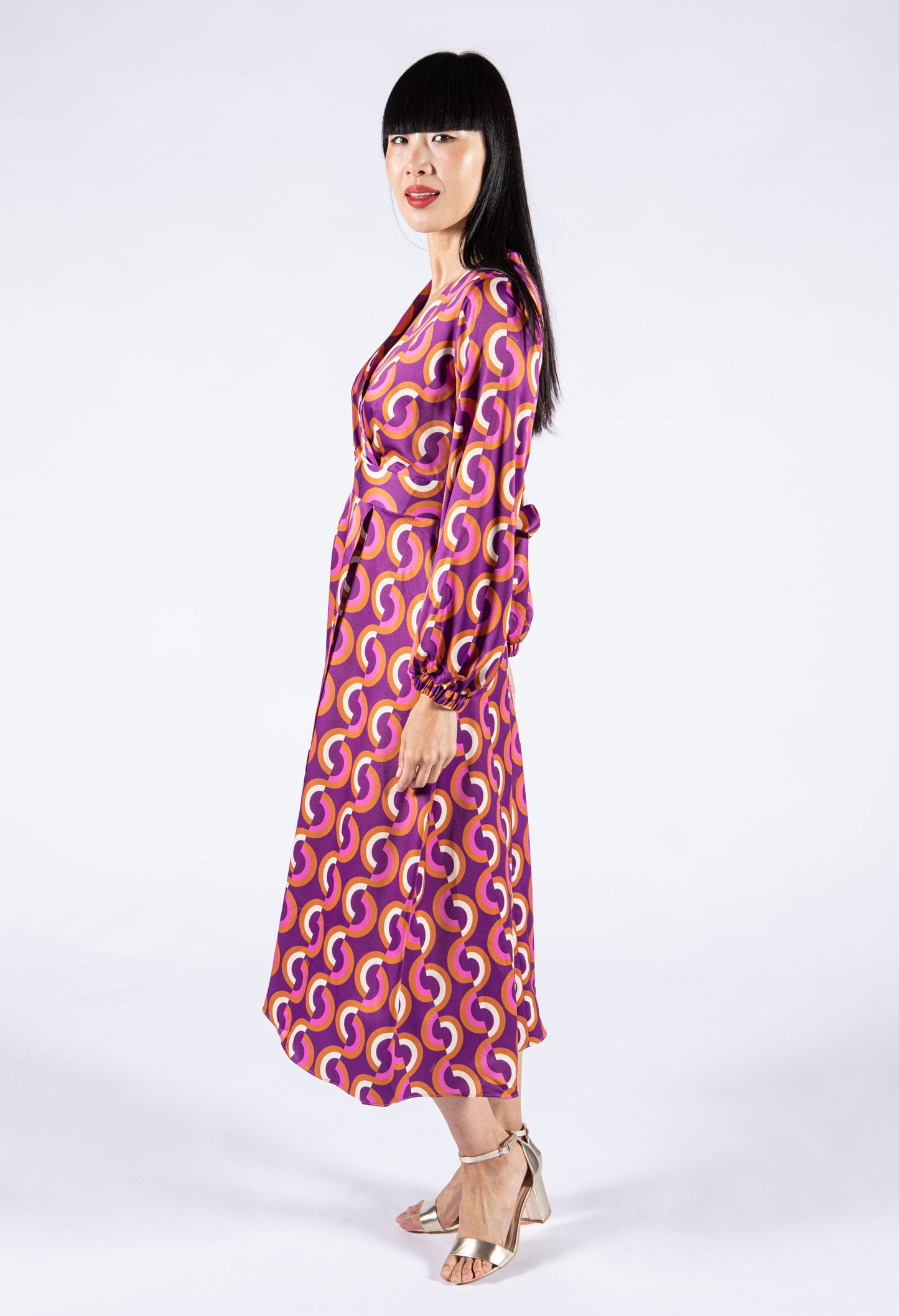 Abstract Print Satin Dress