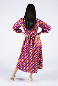 Abstract Print Satin Dress