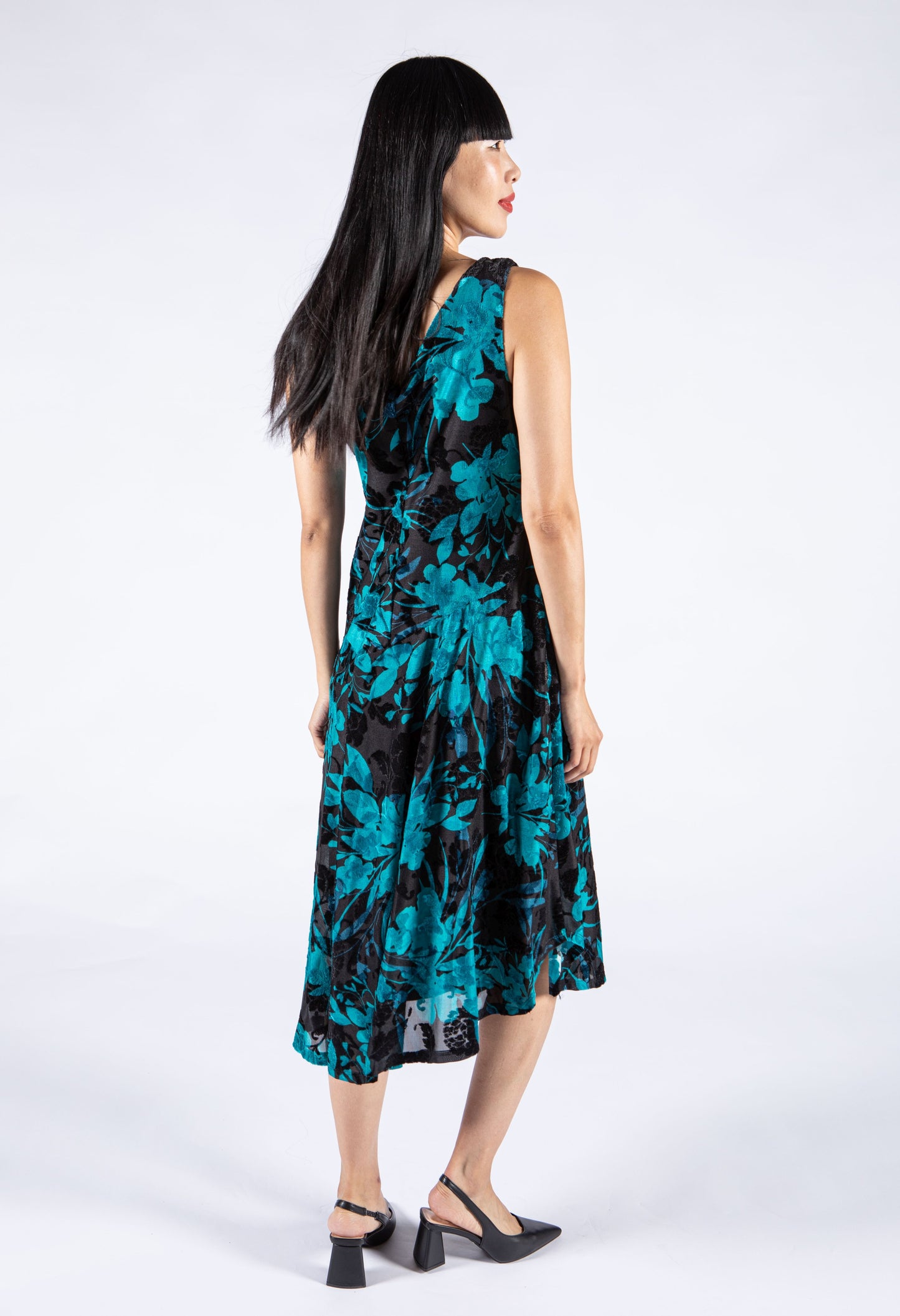 Velvet Detail Floral Dress