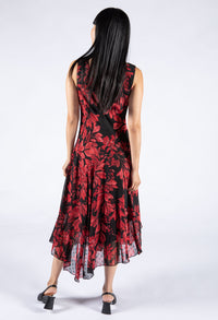 Red Floral Sleeveless Dress