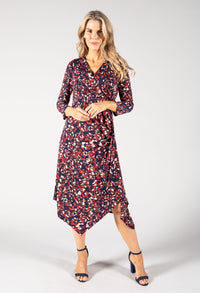 Printed Midi Wrap Dress