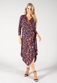 Printed Midi Wrap Dress