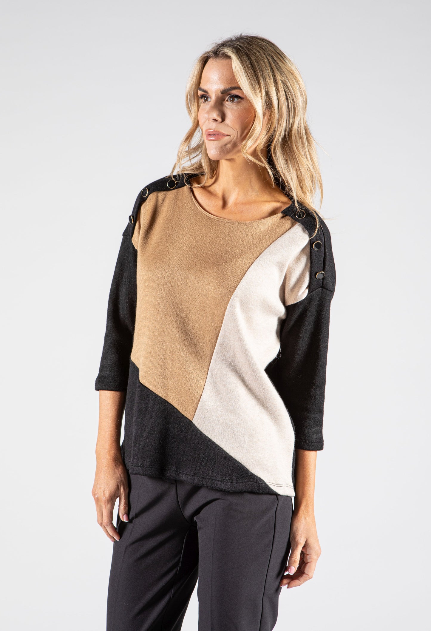 Fine Knit Two Tone Pullover