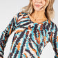 Fine Knit Abstract Print Pullover