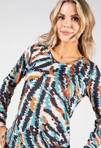 Fine Knit Abstract Print Pullover