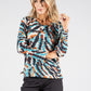 Fine Knit Abstract Print Pullover