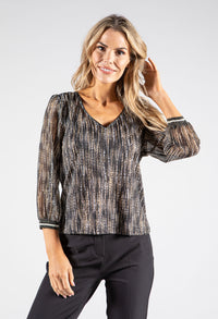 Lurex Detailing V Neckline Top