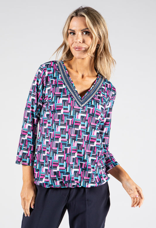 Printed V-Neck Top