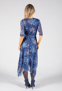 Floral Print Midi Wrap Dress