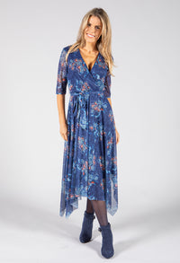 Floral Print Midi Wrap Dress