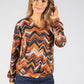 Fine Knit Zigzag Print Pullover