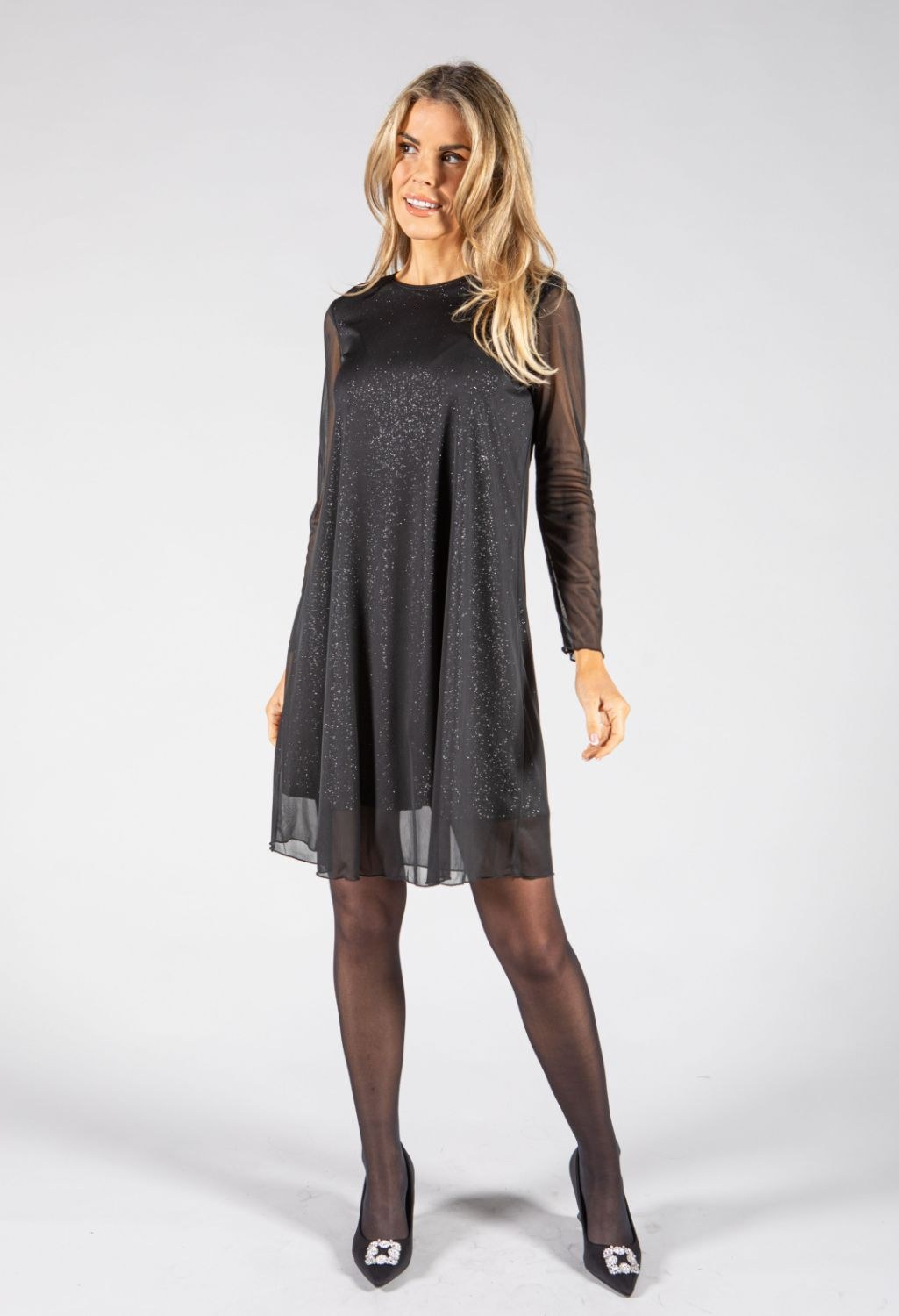 Long Sleeve Sparkle Short Dress