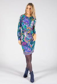 Paisley Print Belted Dress