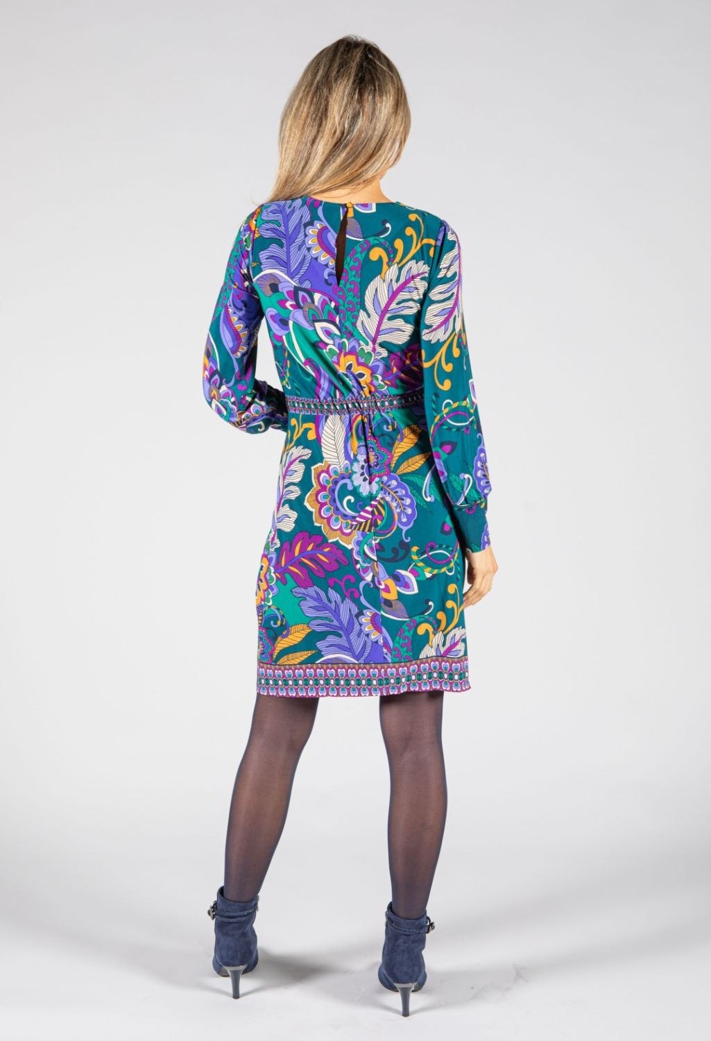 Paisley Print Belted Dress