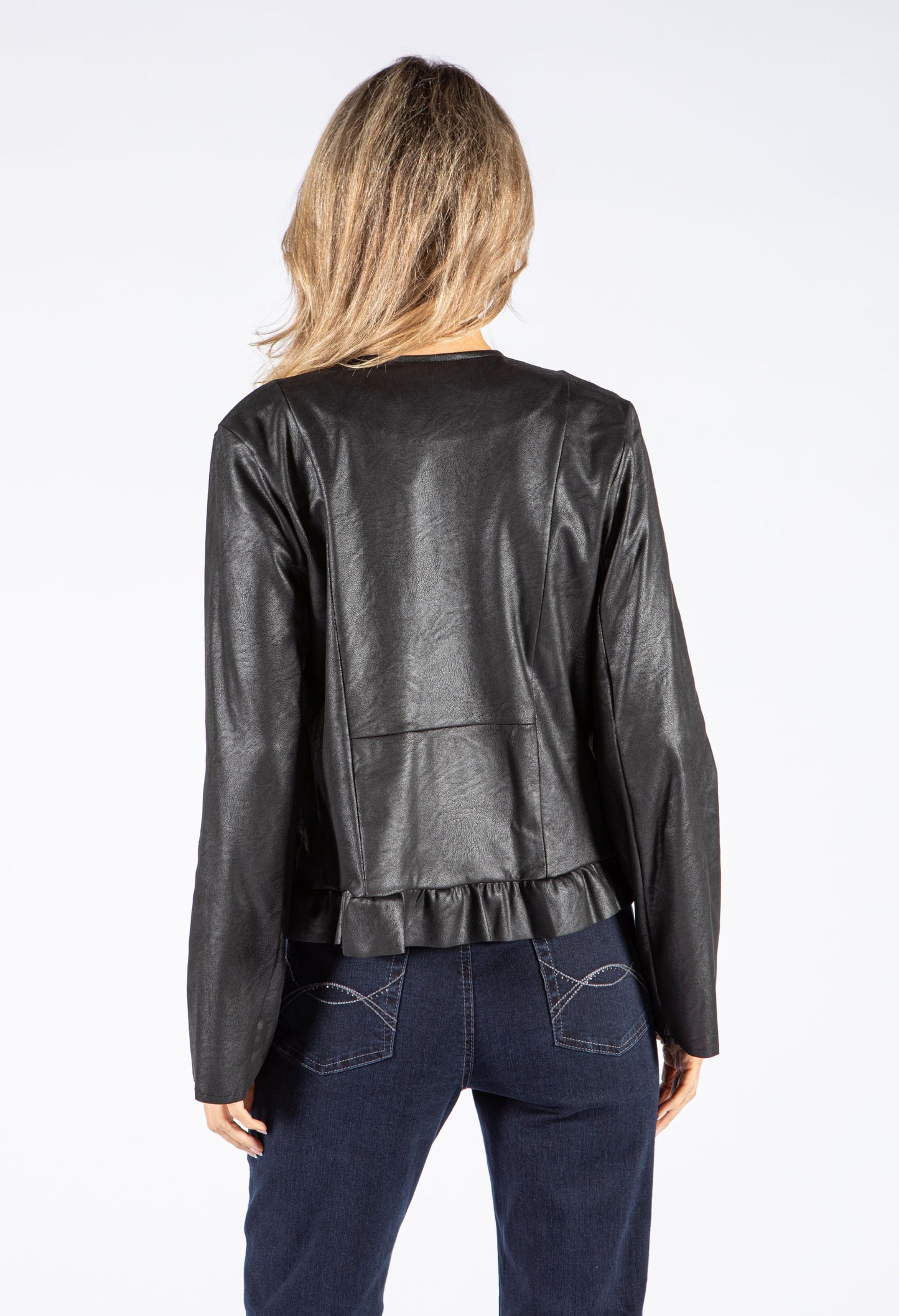 Frill Hemline Vintage Leather Jacket