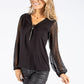 Sheer Sleeve Zip Up Top