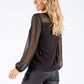 Sheer Sleeve Zip Up Top