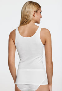 White Strap Top with Embroidery Neckline