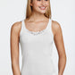 White Strap Top with Embroidery Neckline