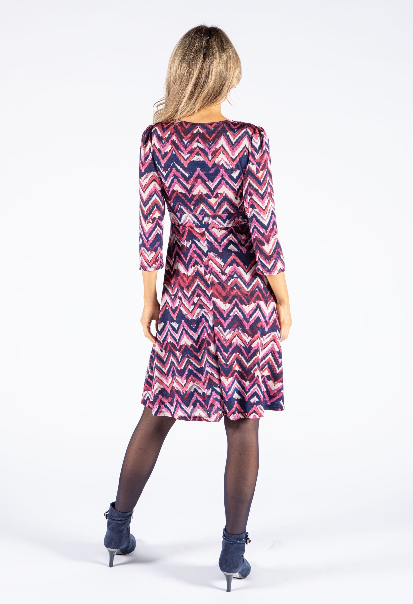 Abstract Print Wrap Bodice Dress