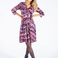 Abstract Print Wrap Bodice Dress