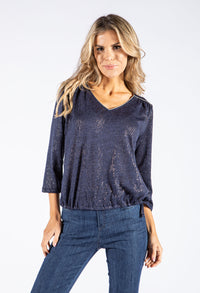 Lurex Detailing V Neck Top