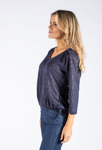 Lurex Detailing V Neck Top