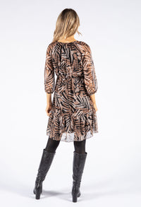 Leaf Print Tiered Dress