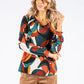 Abstract Print V Neckline Pullover