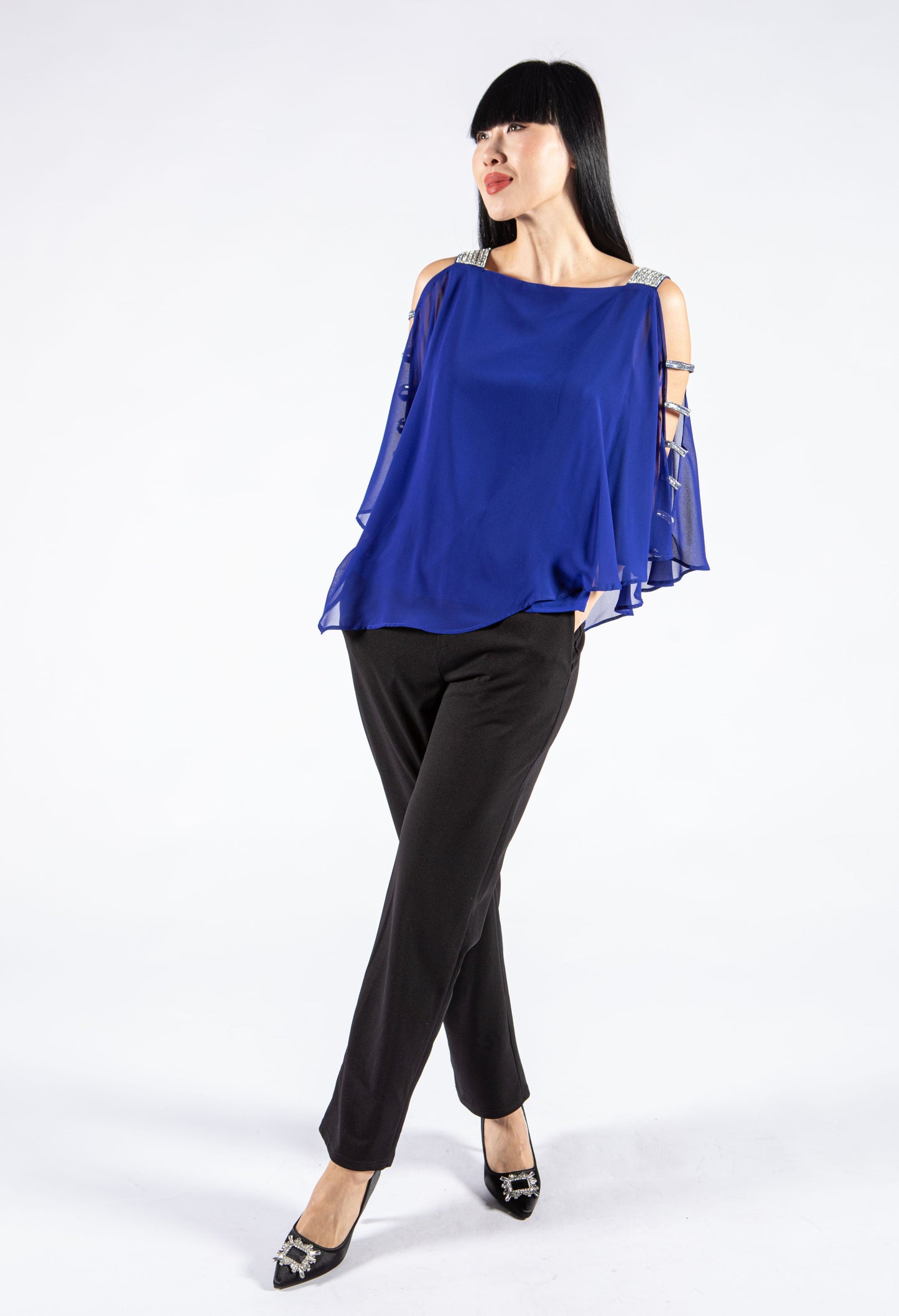 Royal Blue Diamante Sleeve Top