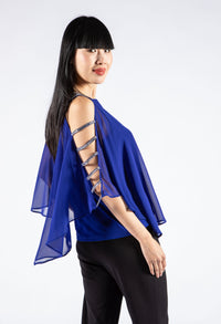 Royal Blue Diamante Sleeve Top