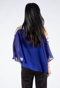 Royal Blue Diamante Sleeve Top