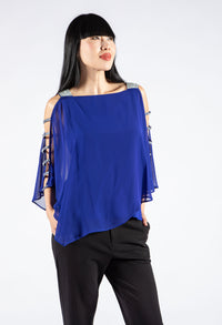 Royal Blue Diamante Sleeve Top