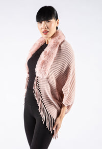 Faux Fur Collar Shawl