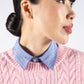 Pinstripe Diamante Collar Bib