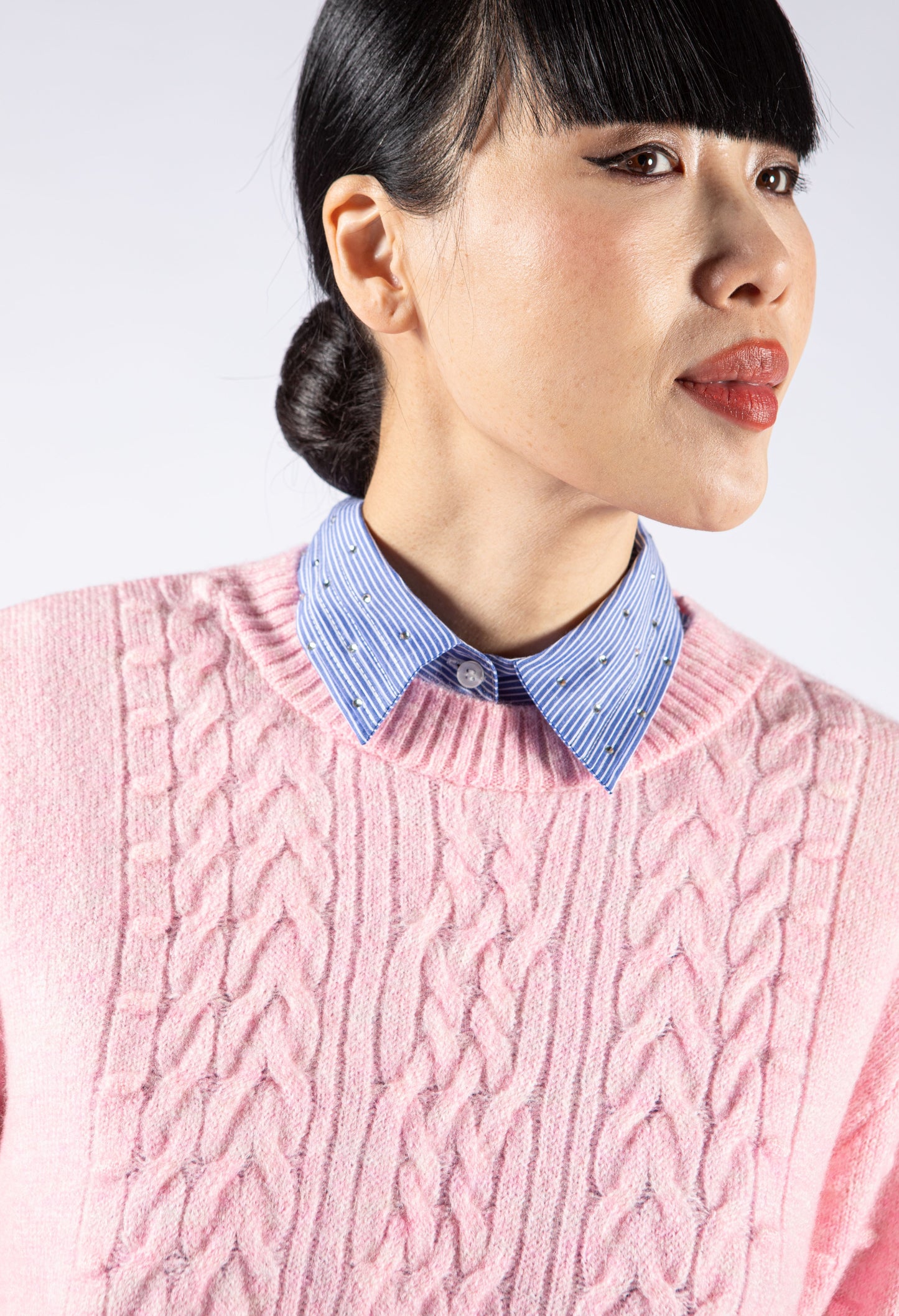 Pinstripe Diamante Collar Bib