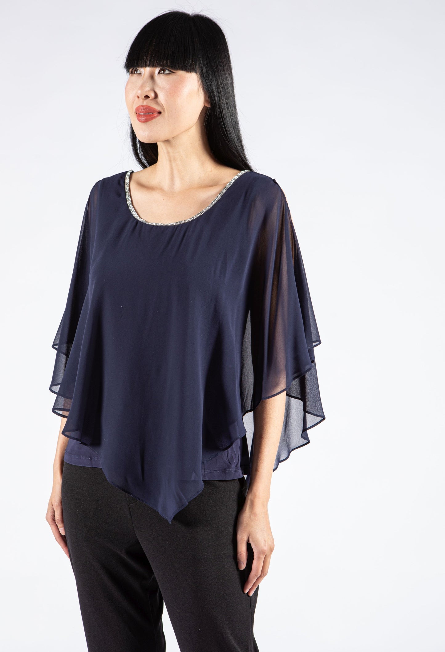 Diamante Strap Chiffon Top