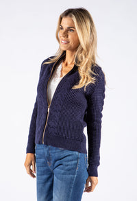 Honeycomb Cable Knit Zip Up