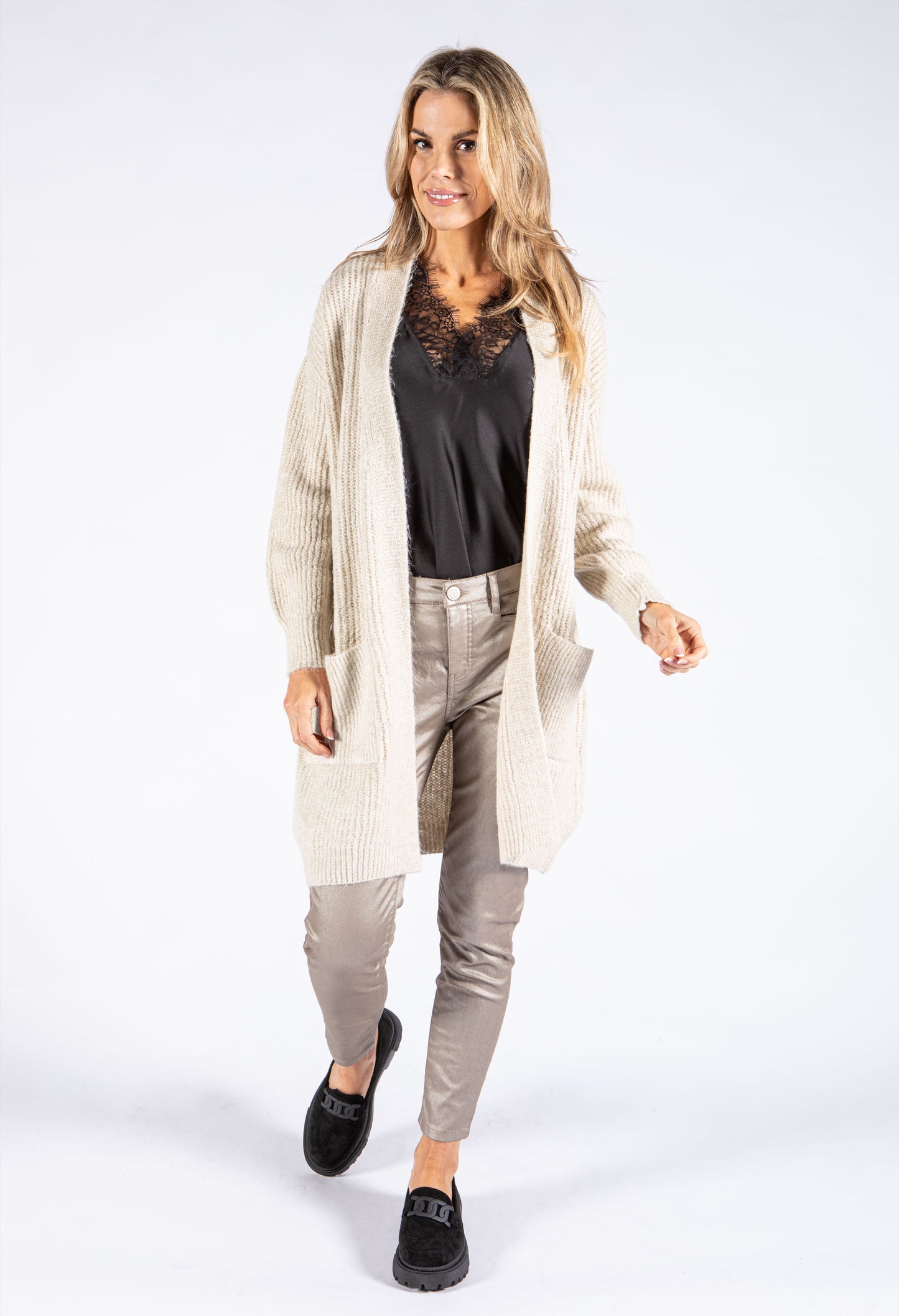 Lurex Knit Longline Cardigan