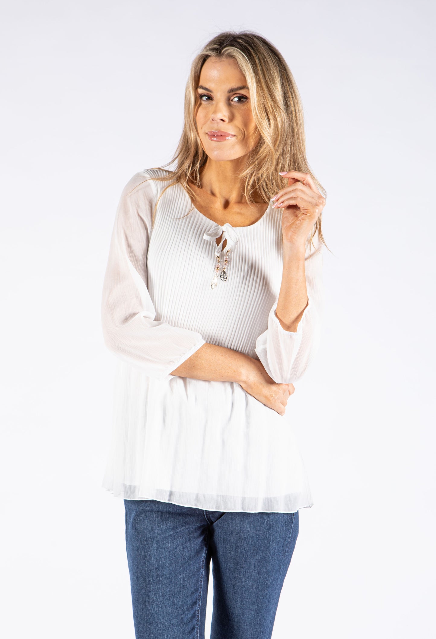 Plisse Pleat Sparkle Top