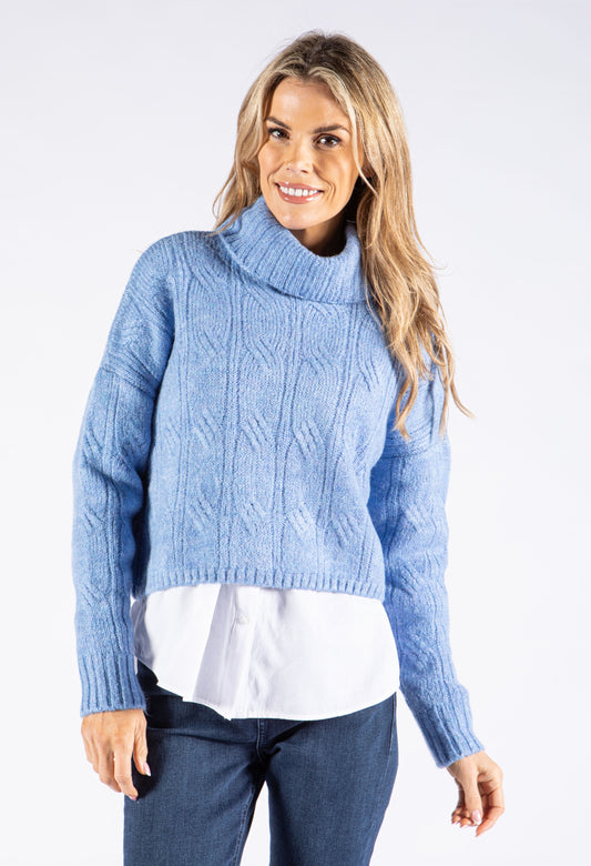 Cropped Knit Roll Neck