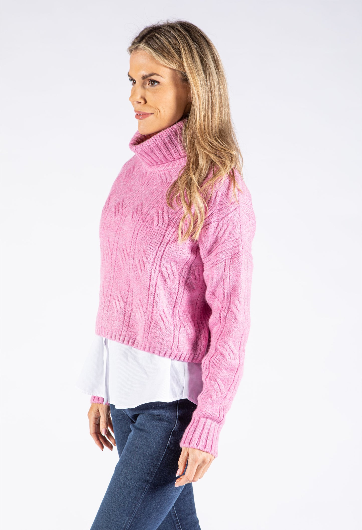 Cropped Knit Roll Neck