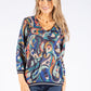 V Neck Abstract Print Knit