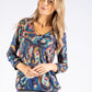 V Neck Abstract Print Knit