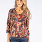 V Neck Abstract Print Knit