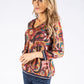 V Neck Abstract Print Knit