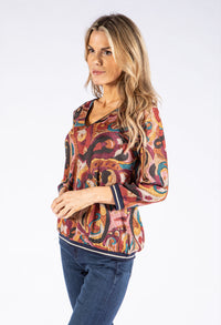 V Neck Abstract Print Knit