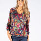 V Neck Abstract Print Knit